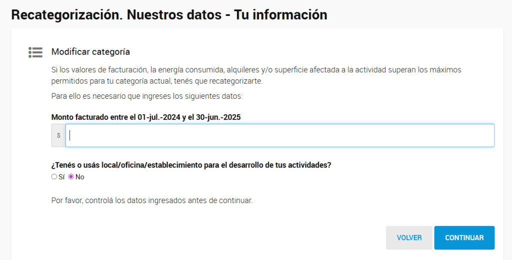Recategorizacion julio 2025 como hacerla